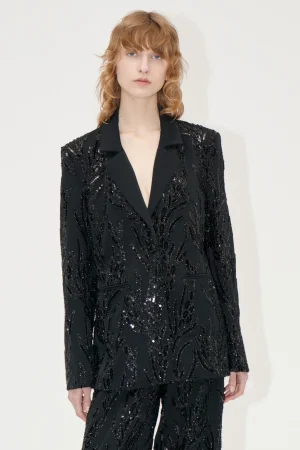 Long Sleeve Fitted Blazer - Abstract Embellishment-STINE GOYA Cheap
