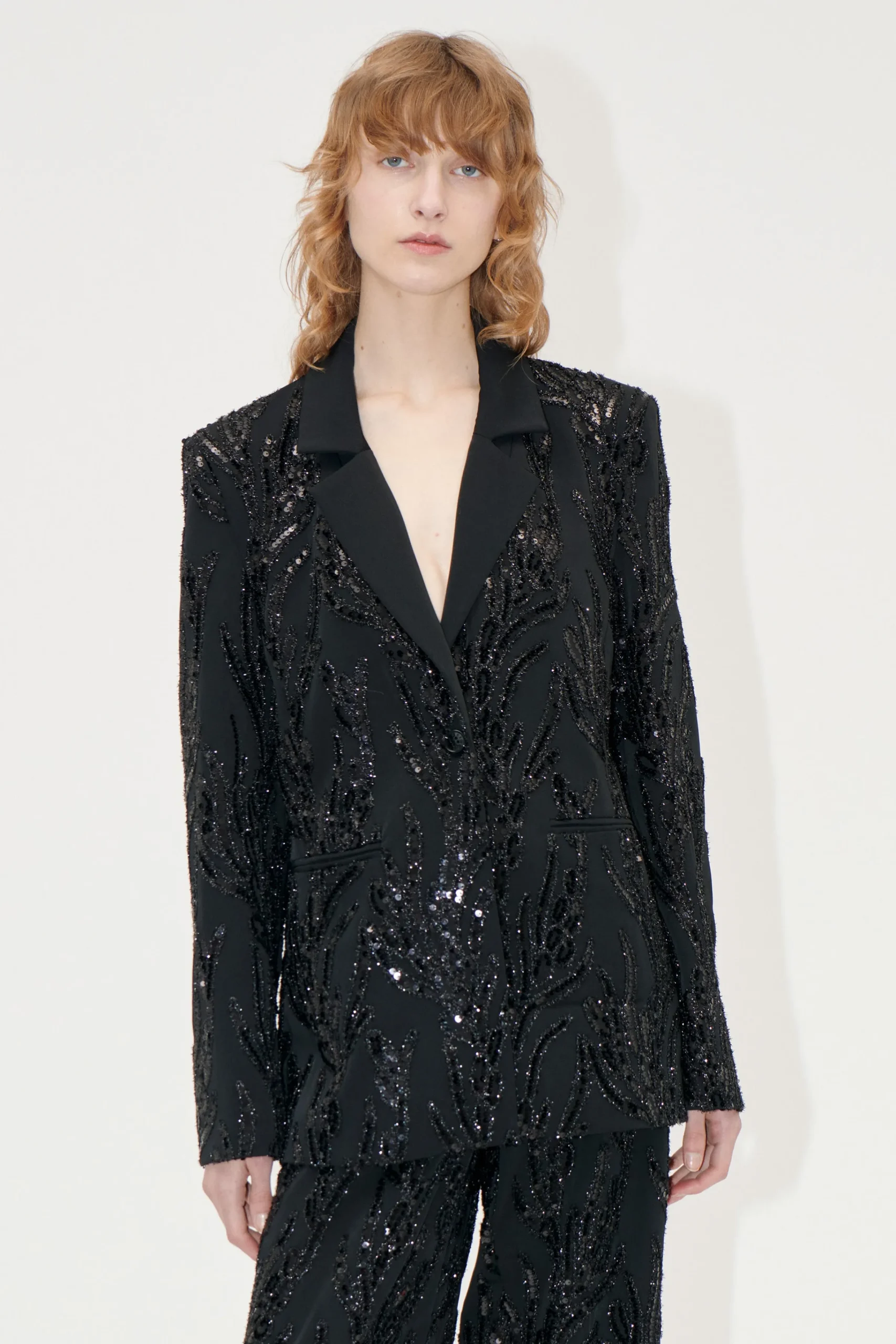 Long Sleeve Fitted Blazer - Abstract Embellishment-STINE GOYA Cheap