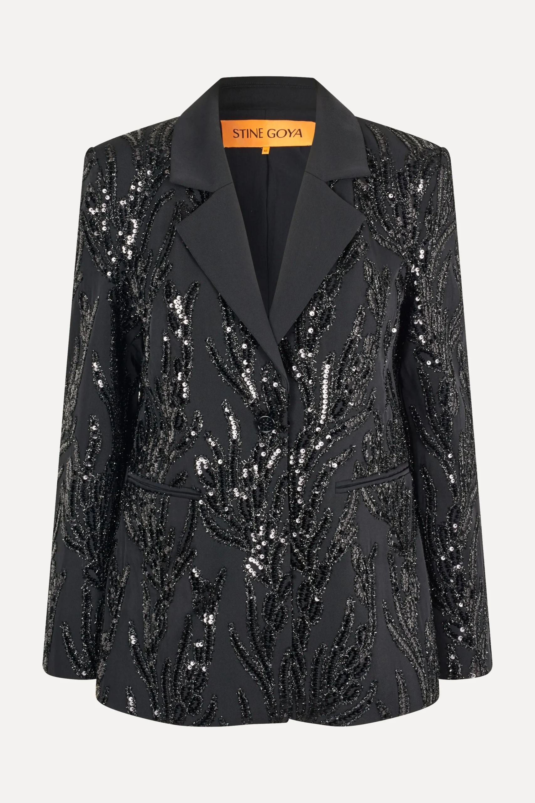 Long Sleeve Fitted Blazer - Abstract Embellishment-STINE GOYA Cheap