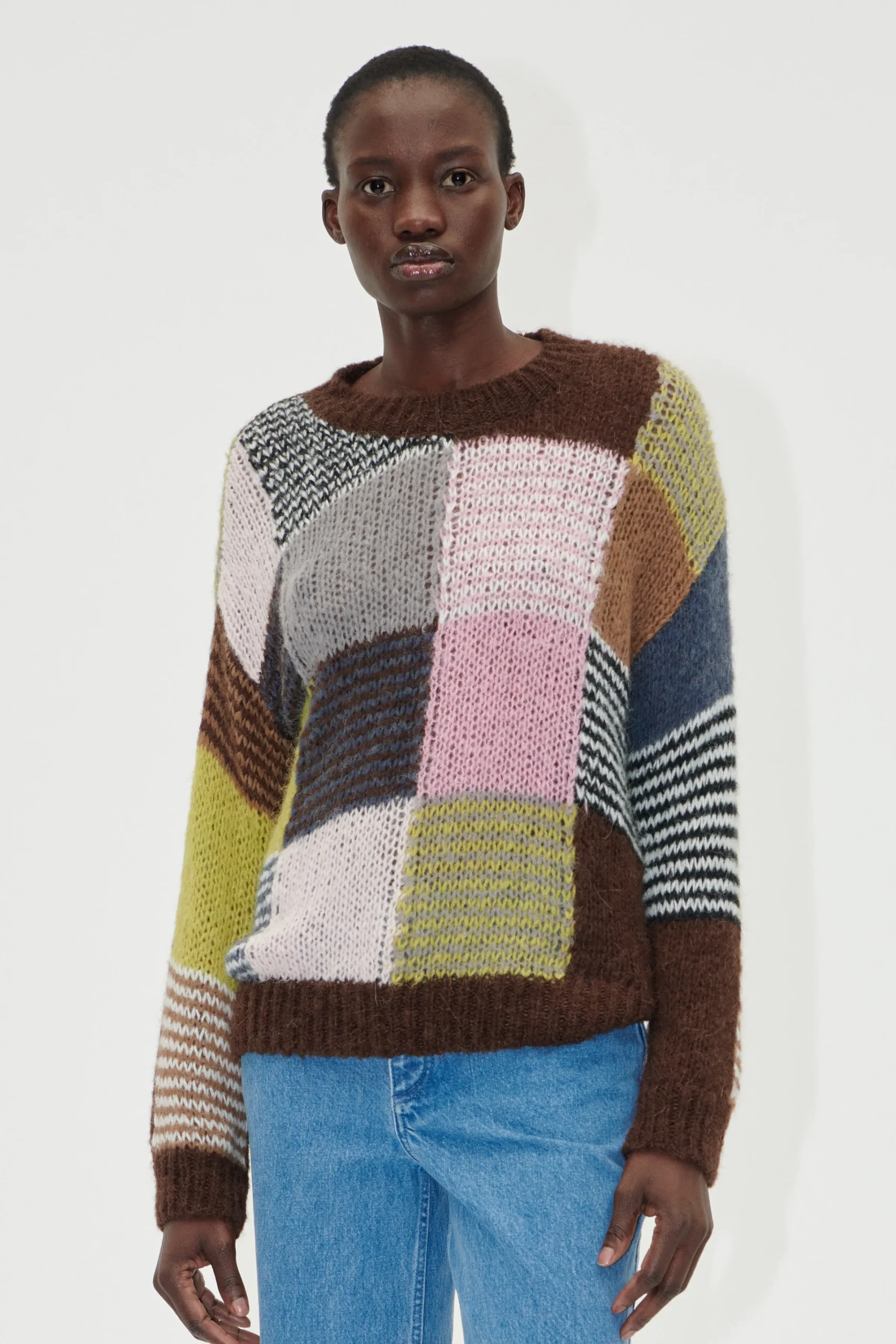 Long Sleeve Jumper - Multi Checks-STINE GOYA Sale