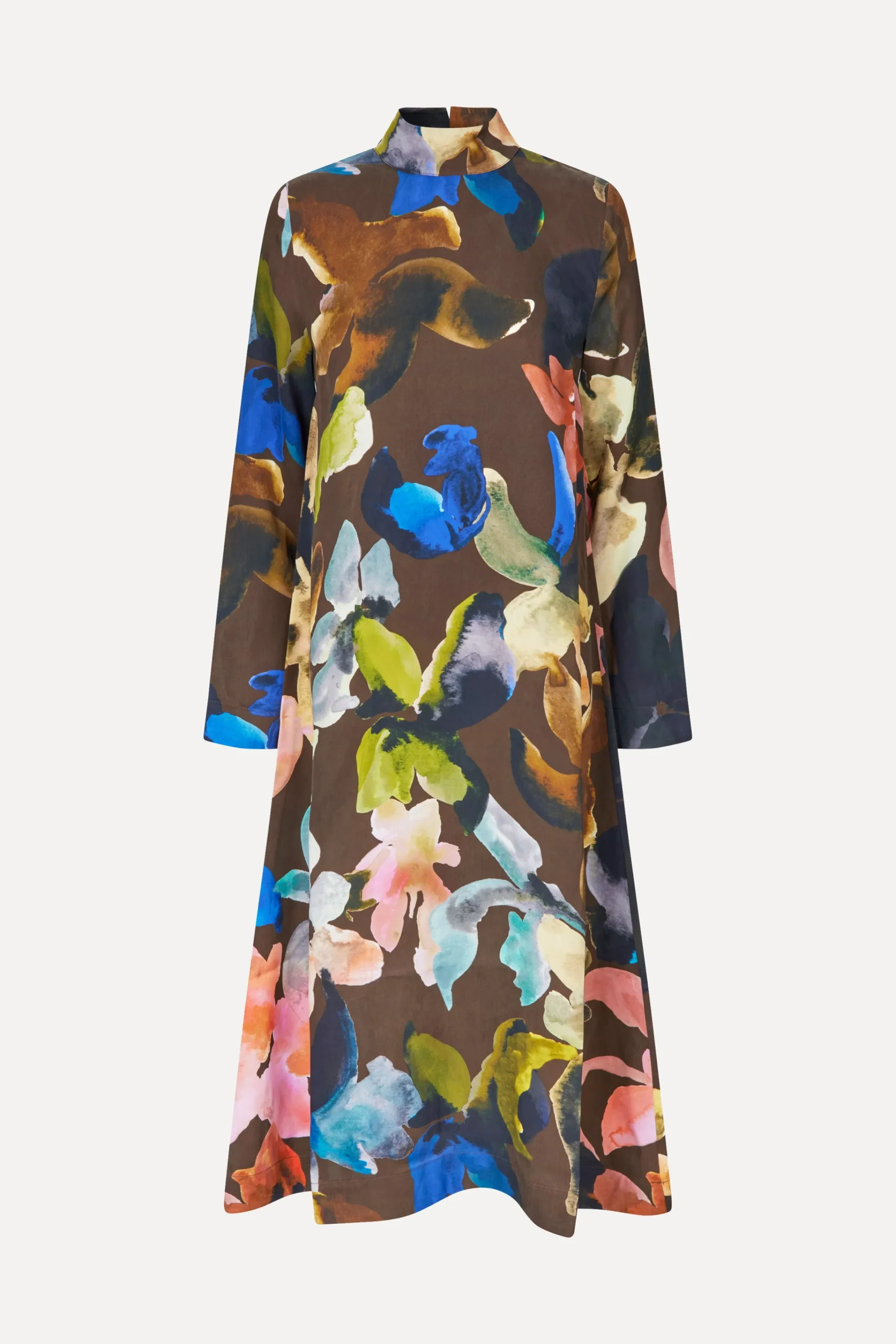 Long Sleeve Midi Dress - Aquarelle Garden-STINE GOYA Store