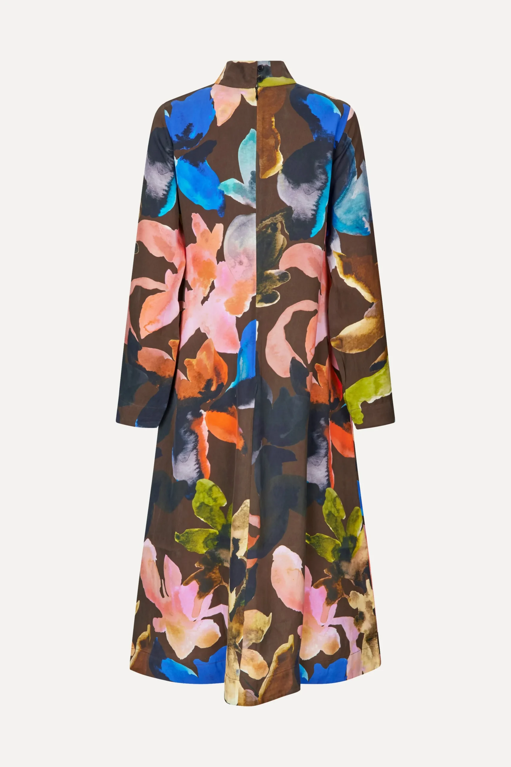 Long Sleeve Midi Dress - Aquarelle Garden-STINE GOYA Store