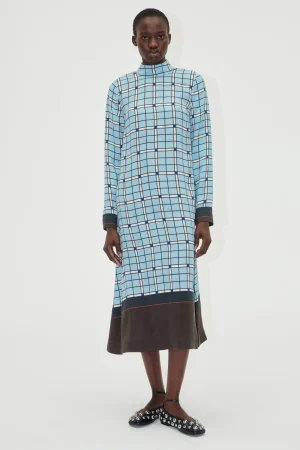 Long Sleeve Midi Dress - Window Check-STINE GOYA Sale