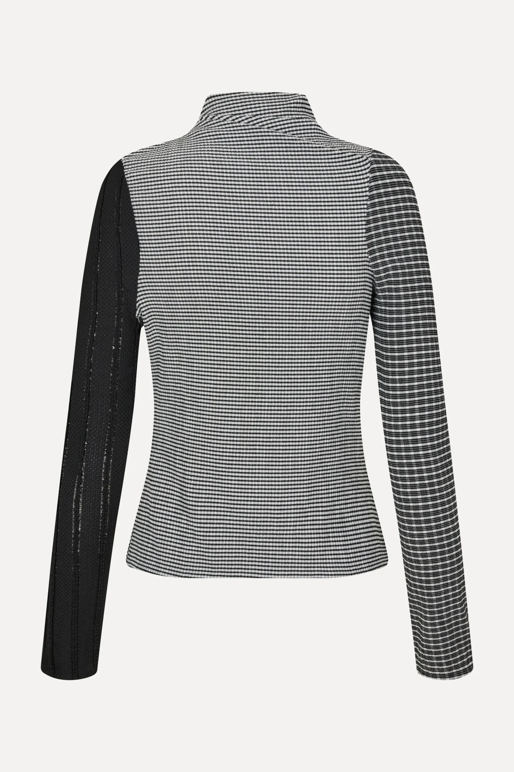 Long Sleeve Pleated Shoulder Top - Black / White-STINE GOYA Cheap