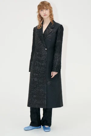 Long Sleeve Straight Coat - Black Impressionist Hue-STINE GOYA Store