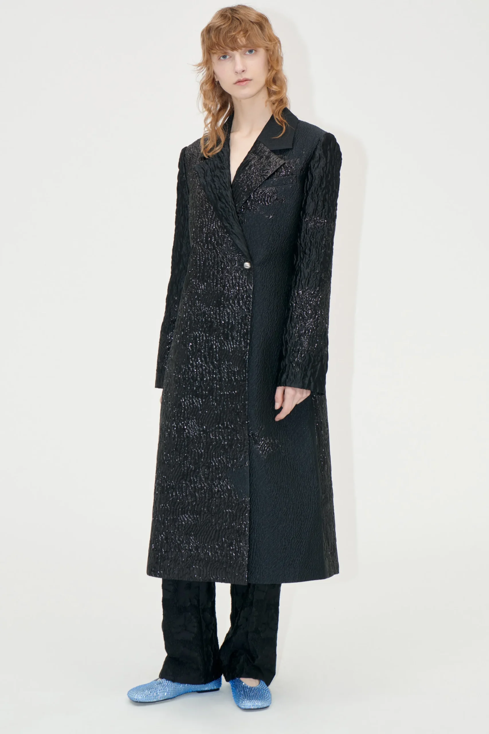 Long Sleeve Straight Coat - Black Impressionist Hue-STINE GOYA Store