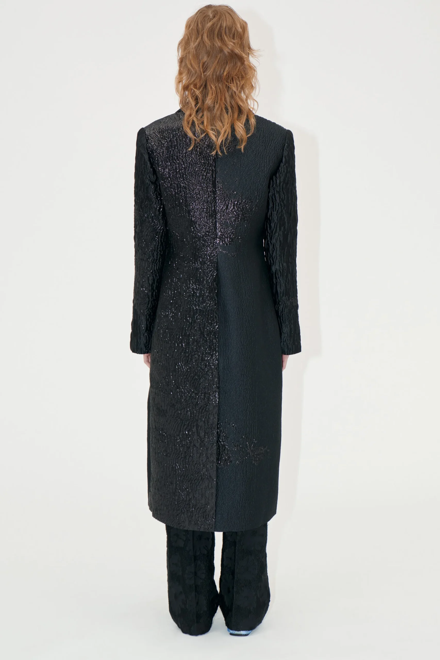 Long Sleeve Straight Coat - Black Impressionist Hue-STINE GOYA Store