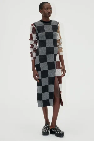 Midi Fitted Dress - Chocolate Combo-STINE GOYA Fashion