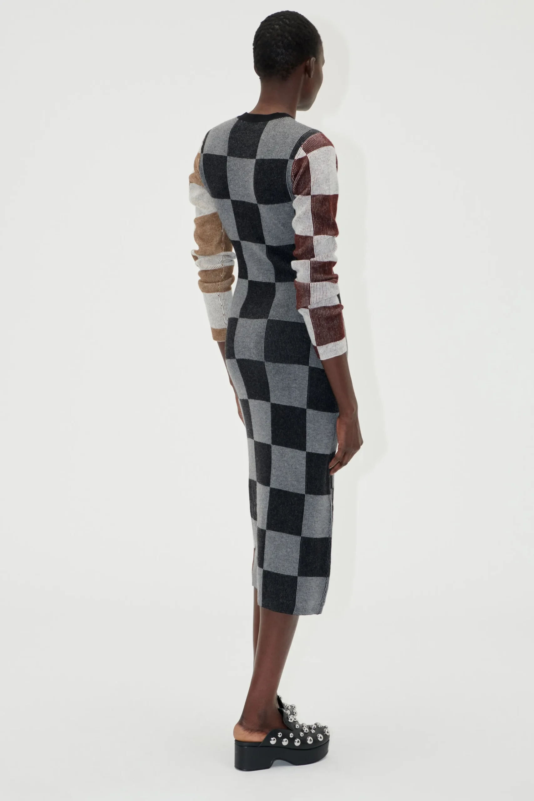 Midi Fitted Dress - Chocolate Combo-STINE GOYA Fashion