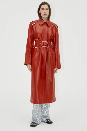 Oversized Trenchcoat With Buckle Belt - Red Ochre-STINE GOYA Online
