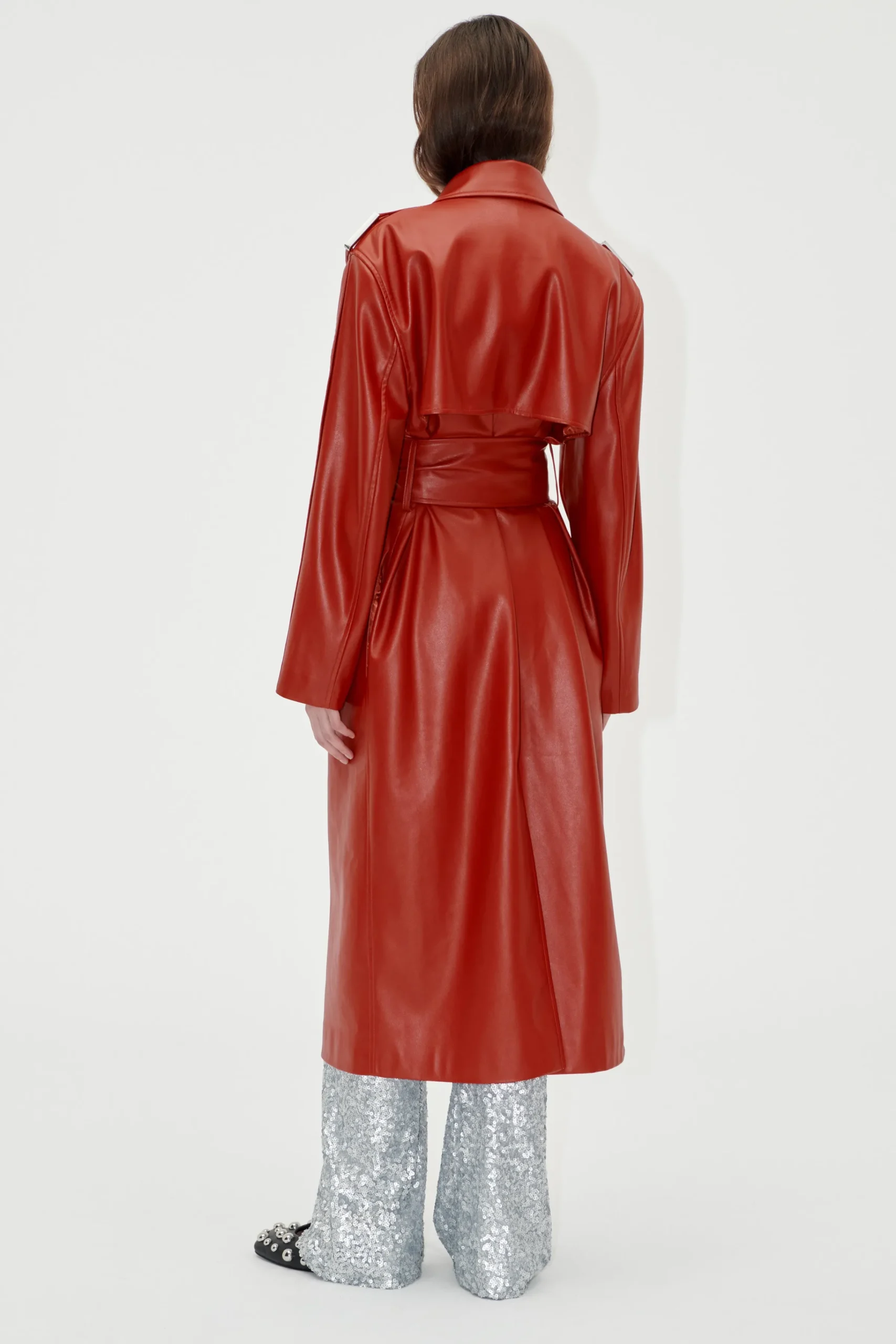 Oversized Trenchcoat With Buckle Belt - Red Ochre-STINE GOYA Online