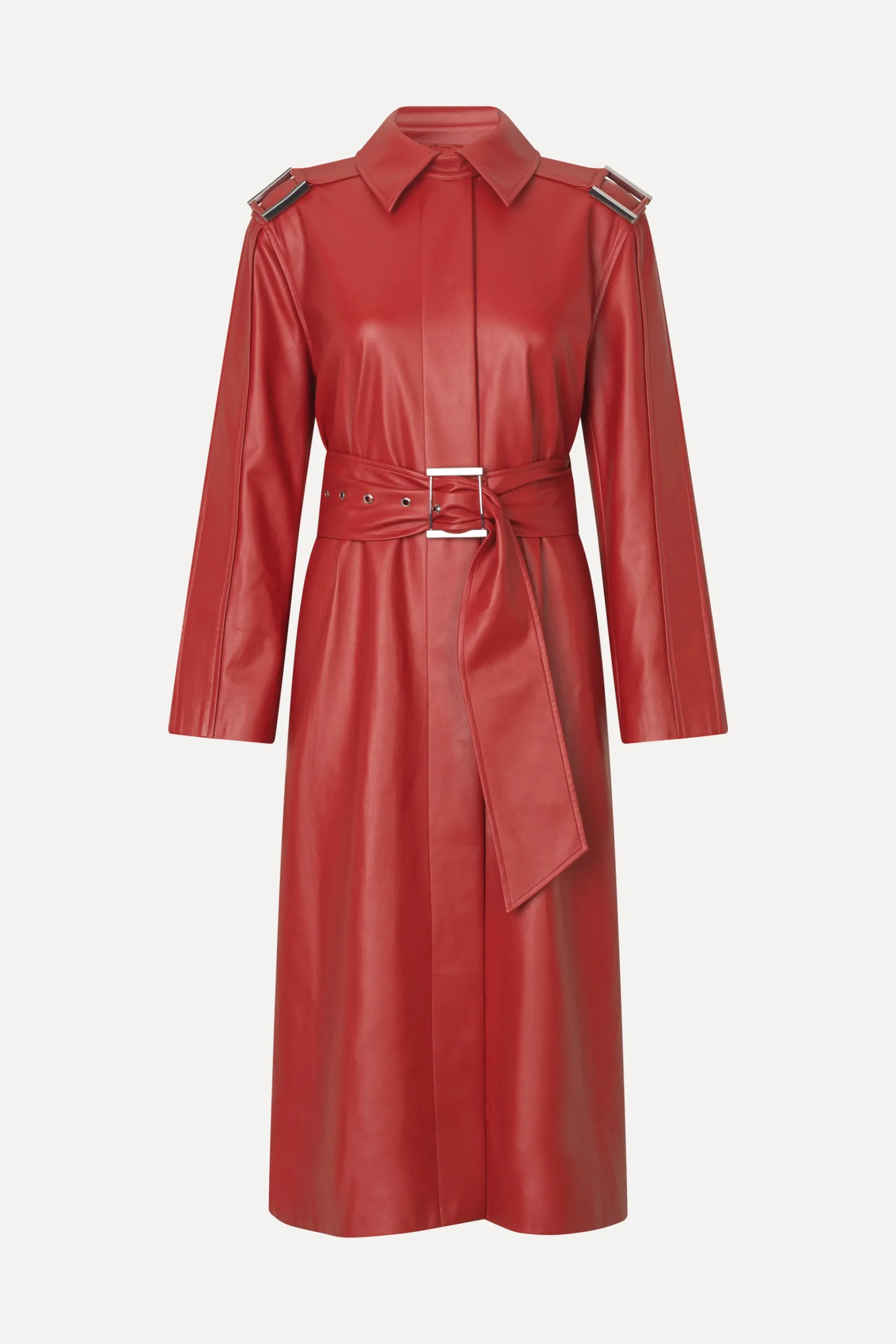 Oversized Trenchcoat With Buckle Belt - Red Ochre-STINE GOYA Online