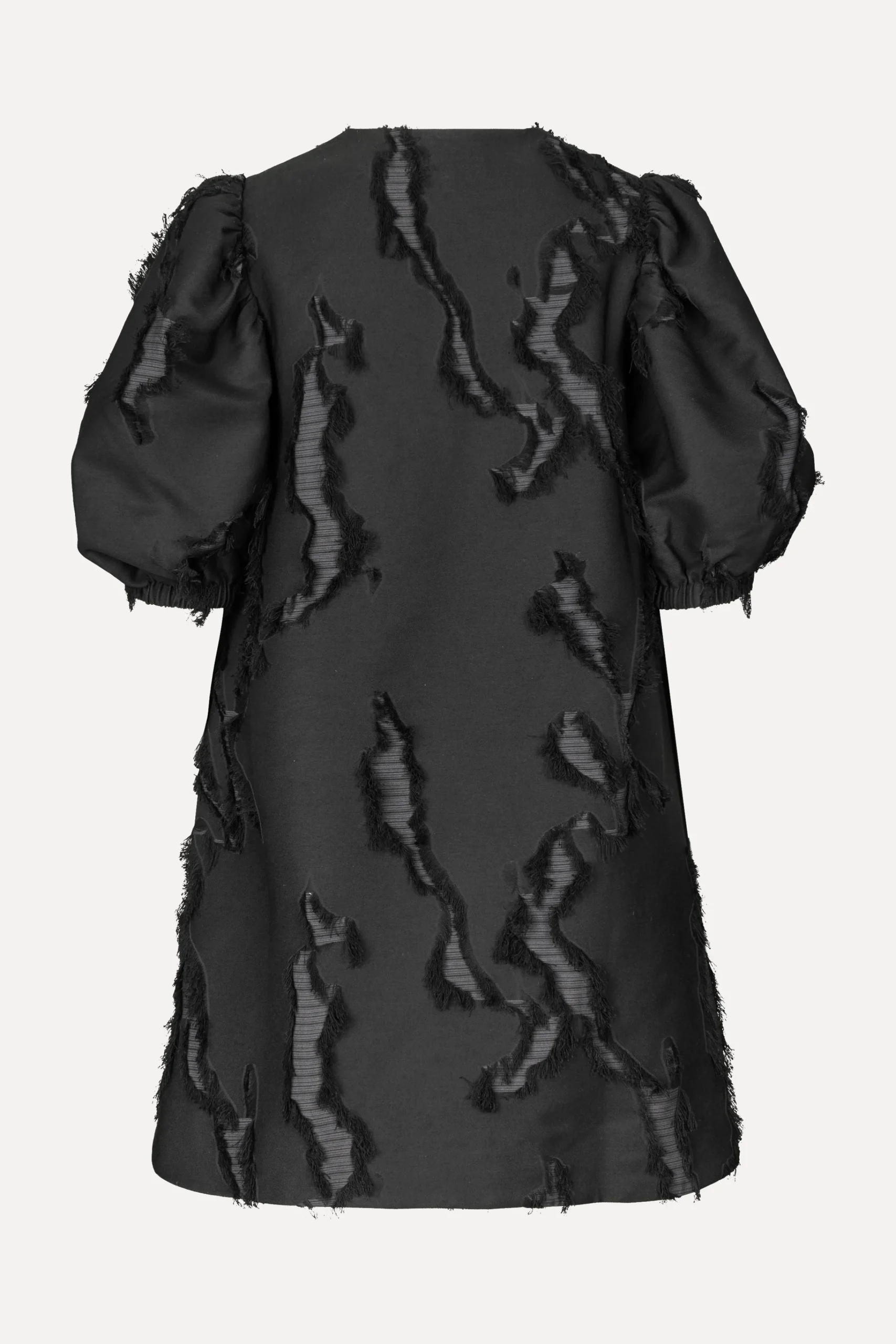 Puffy Sleeves Mini Dress - Jet Black-STINE GOYA Sale