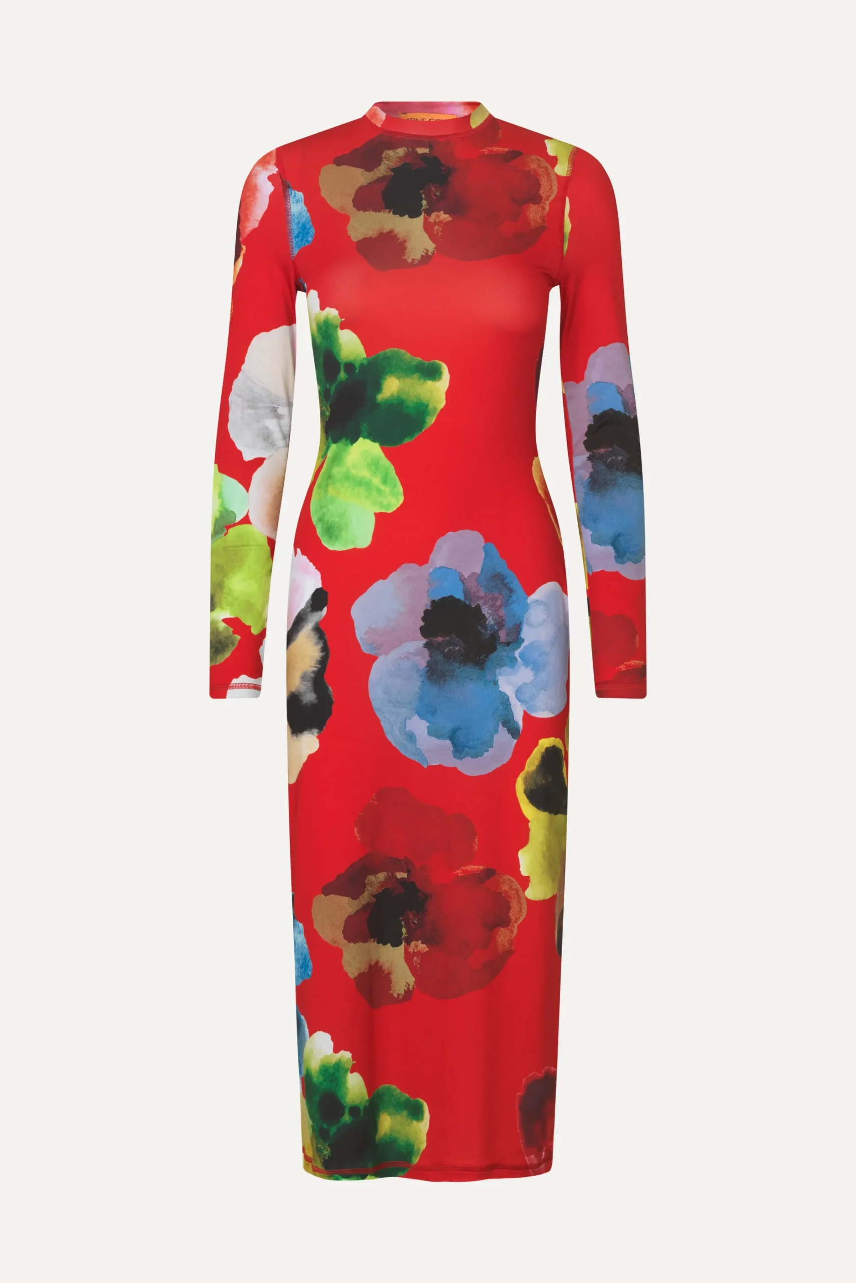 Pullover Long Sleeve Midi Dress - Bloom In Red-STINE GOYA Outlet