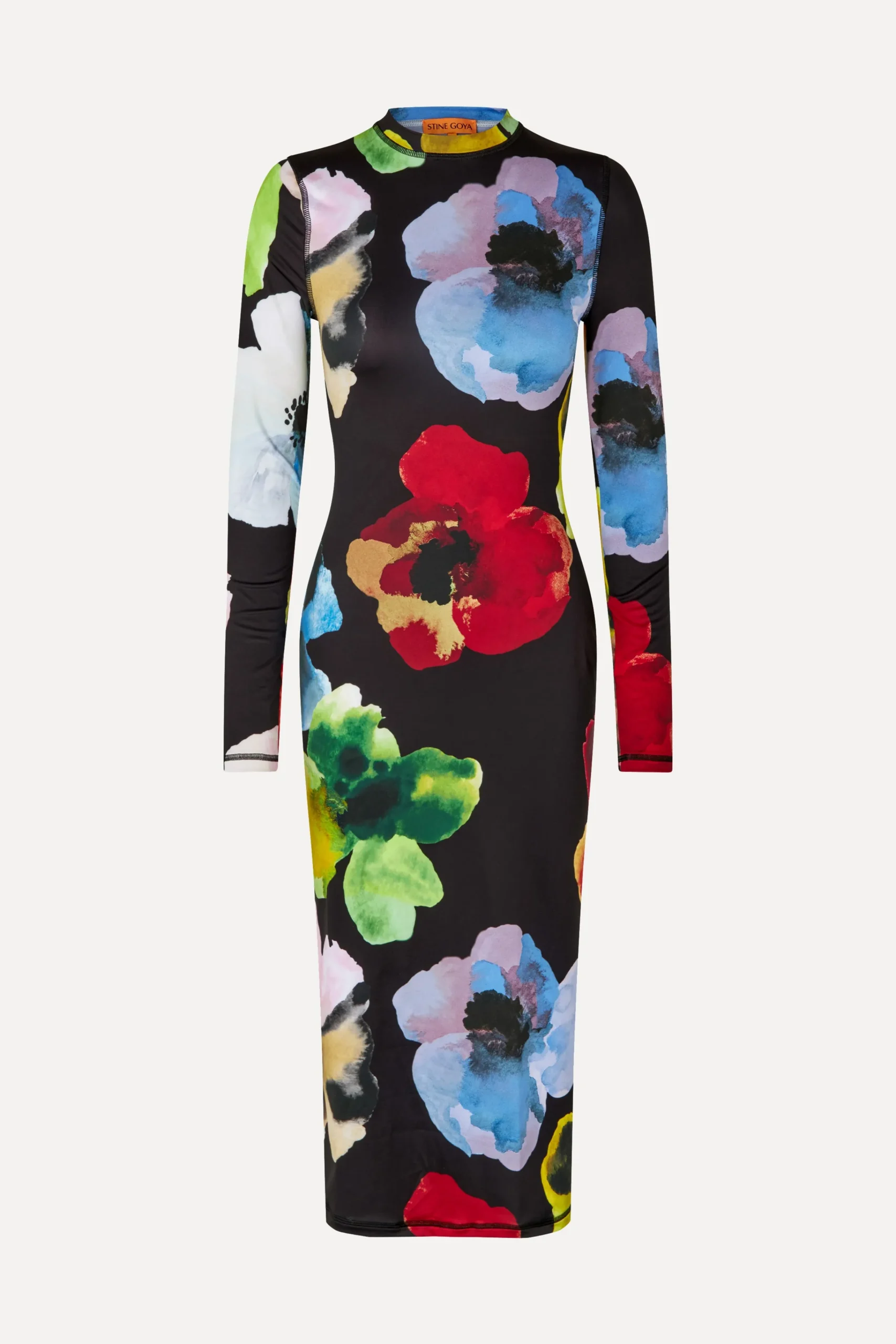Pullover Long Sleeve Midi Dress - Watercolor Bloom-STINE GOYA Clearance
