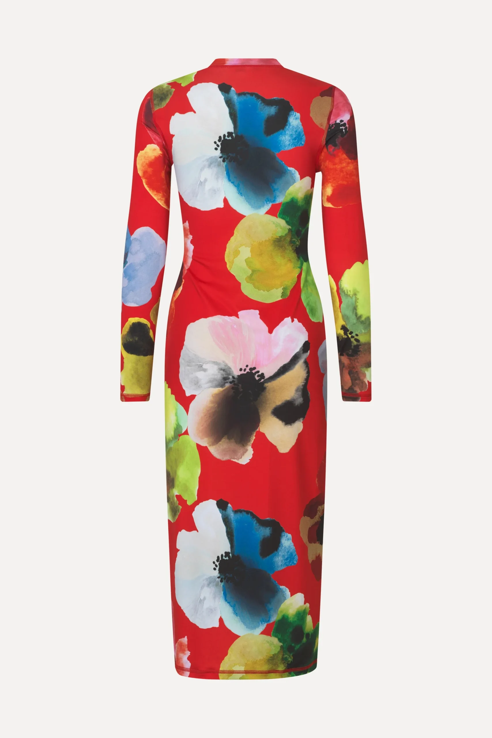 Pullover Long Sleeve Midi Dress - Bloom In Red-STINE GOYA Outlet