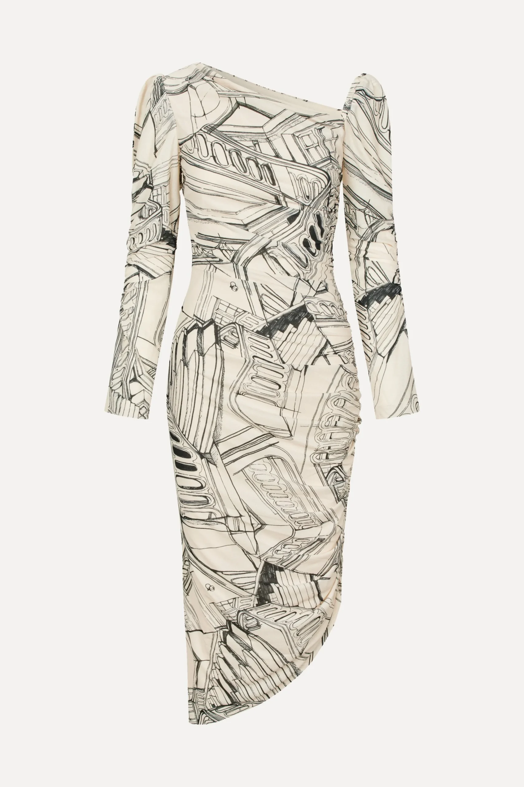 Rouched Midi Dress - Fineline Staircase-STINE GOYA Cheap