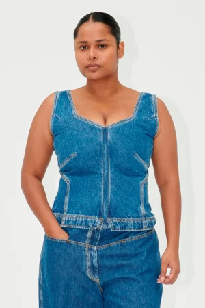 SGEliana Denim Top - Trompe L'oeil-STINE GOYA New