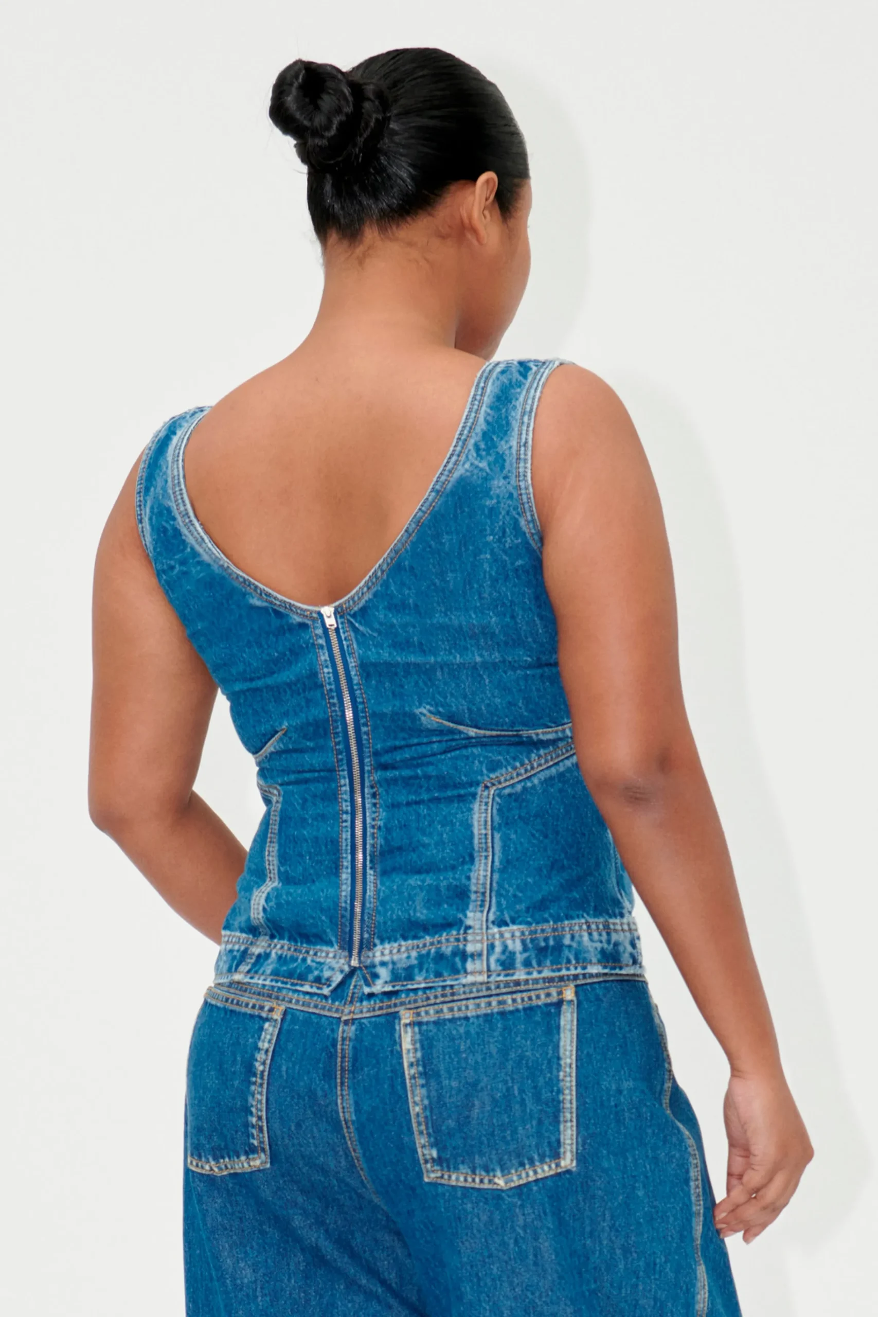 SGEliana Denim Top - Trompe L'oeil-STINE GOYA New
