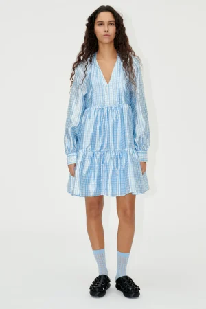 SGJasmine Dress - Blue Check-STINE GOYA Outlet
