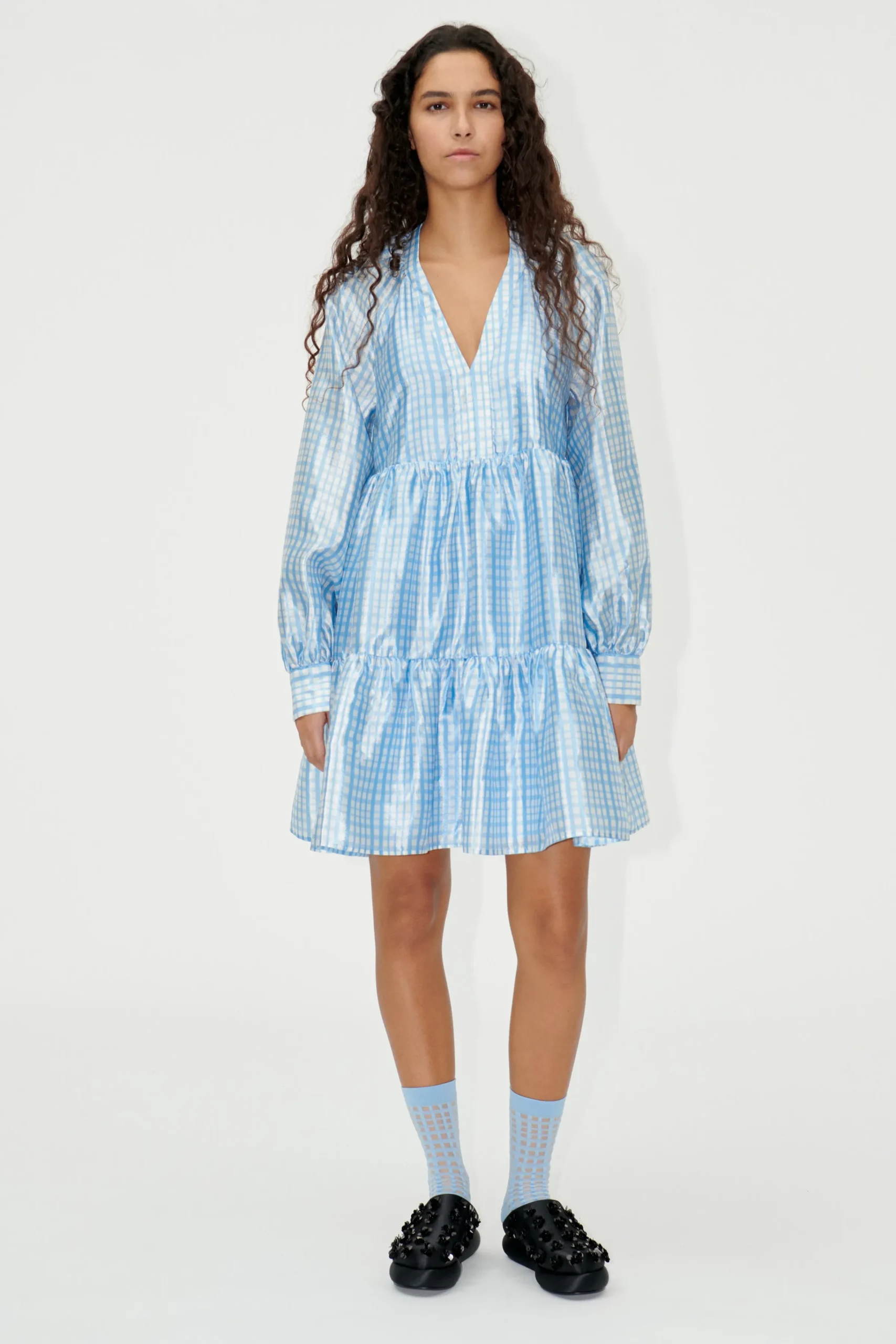 SGJasmine Dress - Blue Check-STINE GOYA Outlet