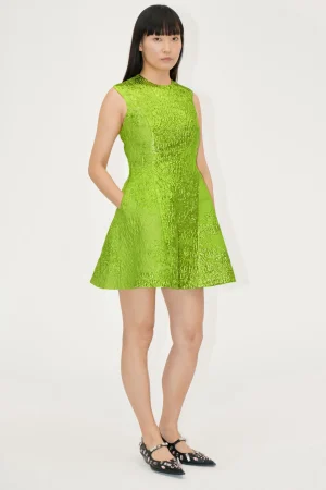Sleeveless Mini Dress - Green impressionist hue-STINE GOYA Cheap