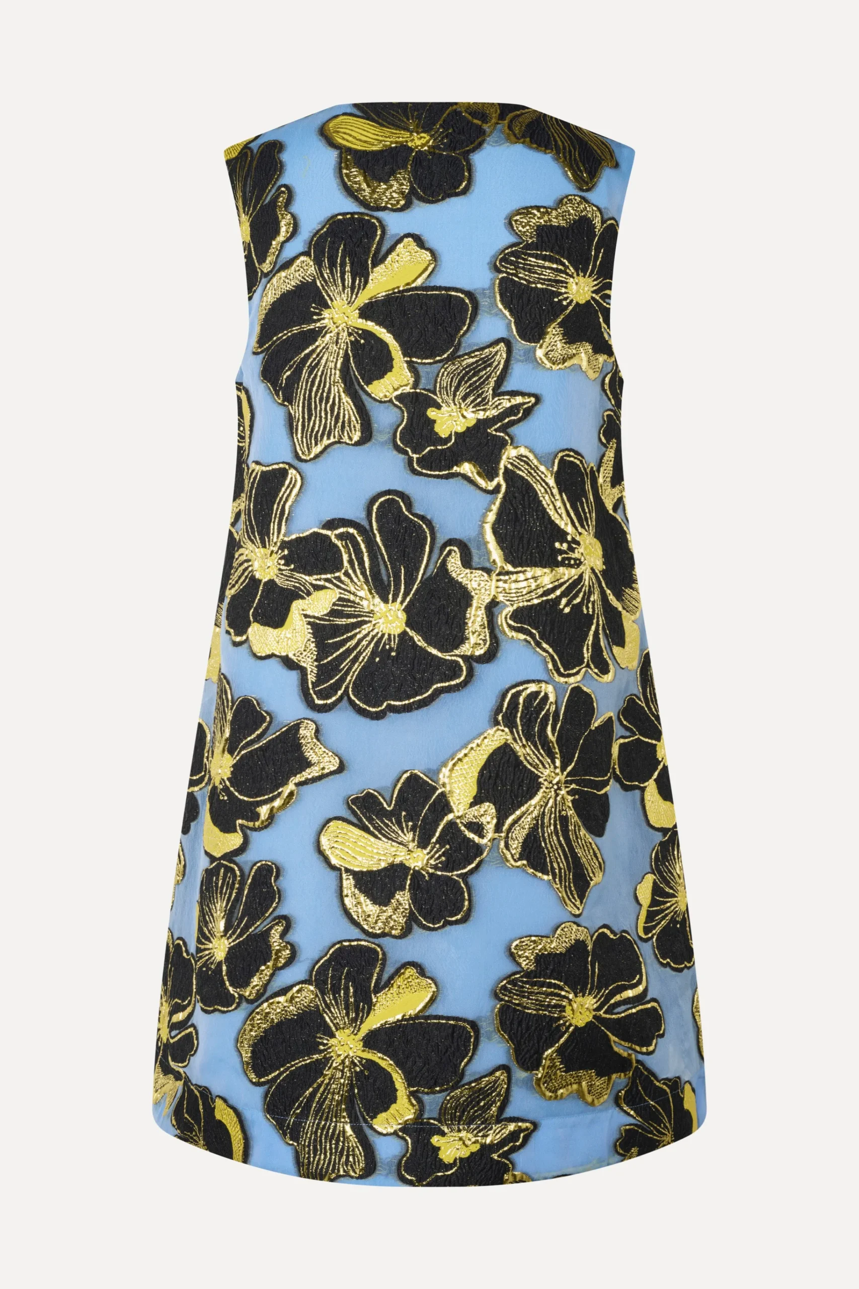 Sleeveless V-Neck Short Dress - Blue Anemone Jacquard-STINE GOYA Flash Sale