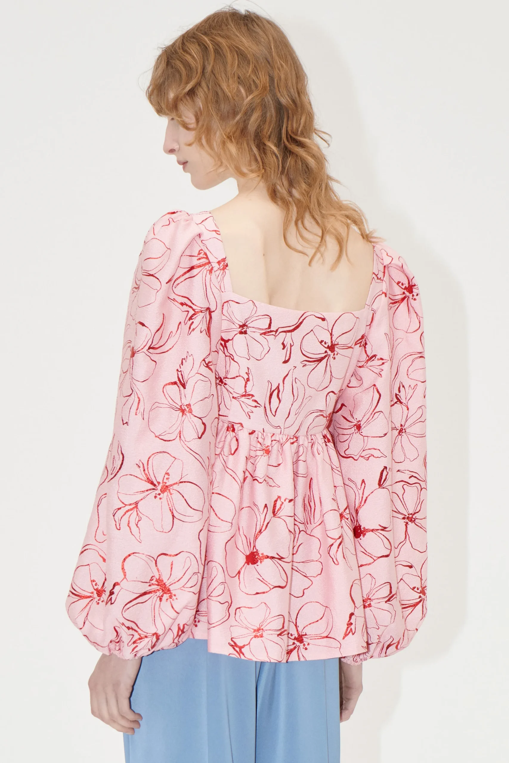 Square Neck Long Sleeve Top - Foil Foliage-STINE GOYA Cheap