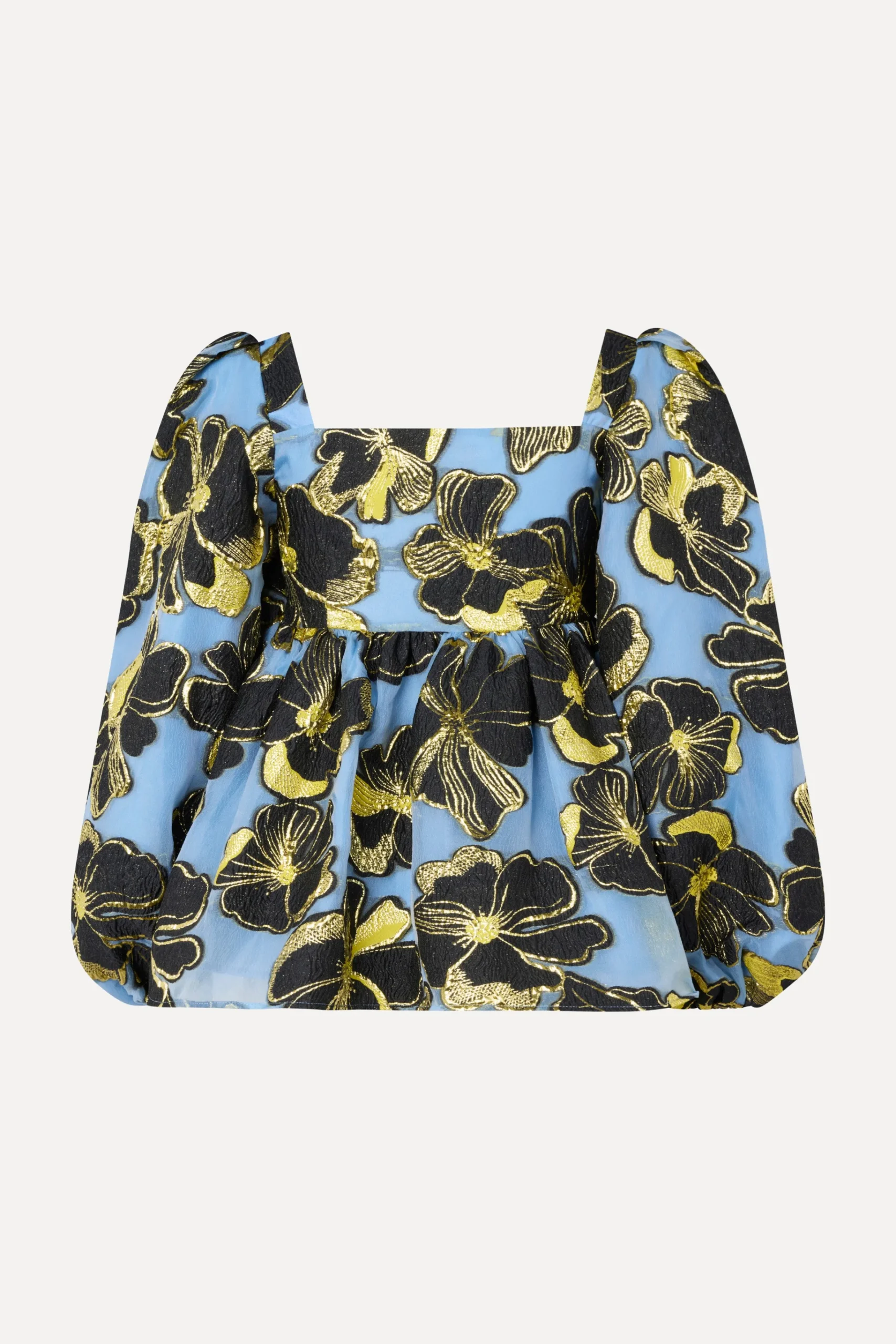 Square Neck Long Sleeve Top - Blue Anemone Jacquard-STINE GOYA Hot