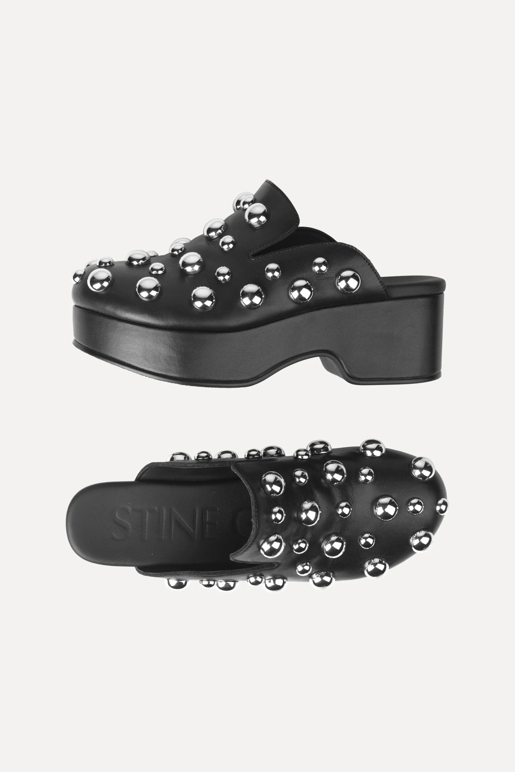 Studded Clog - Jet Black-STINE GOYA Hot