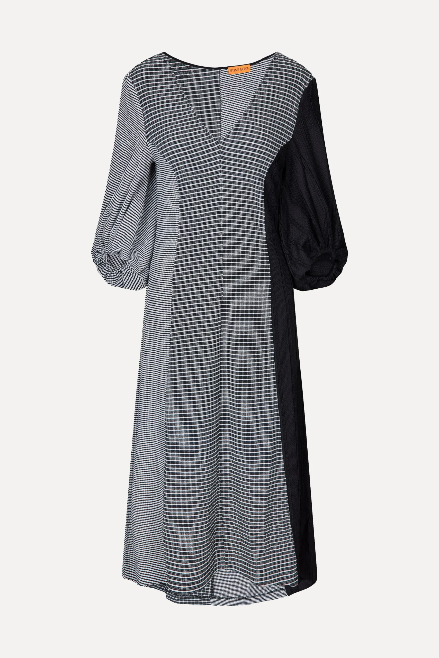 Three-Quarter Sleeve Midi Dress - Black / White-STINE GOYA Clearance