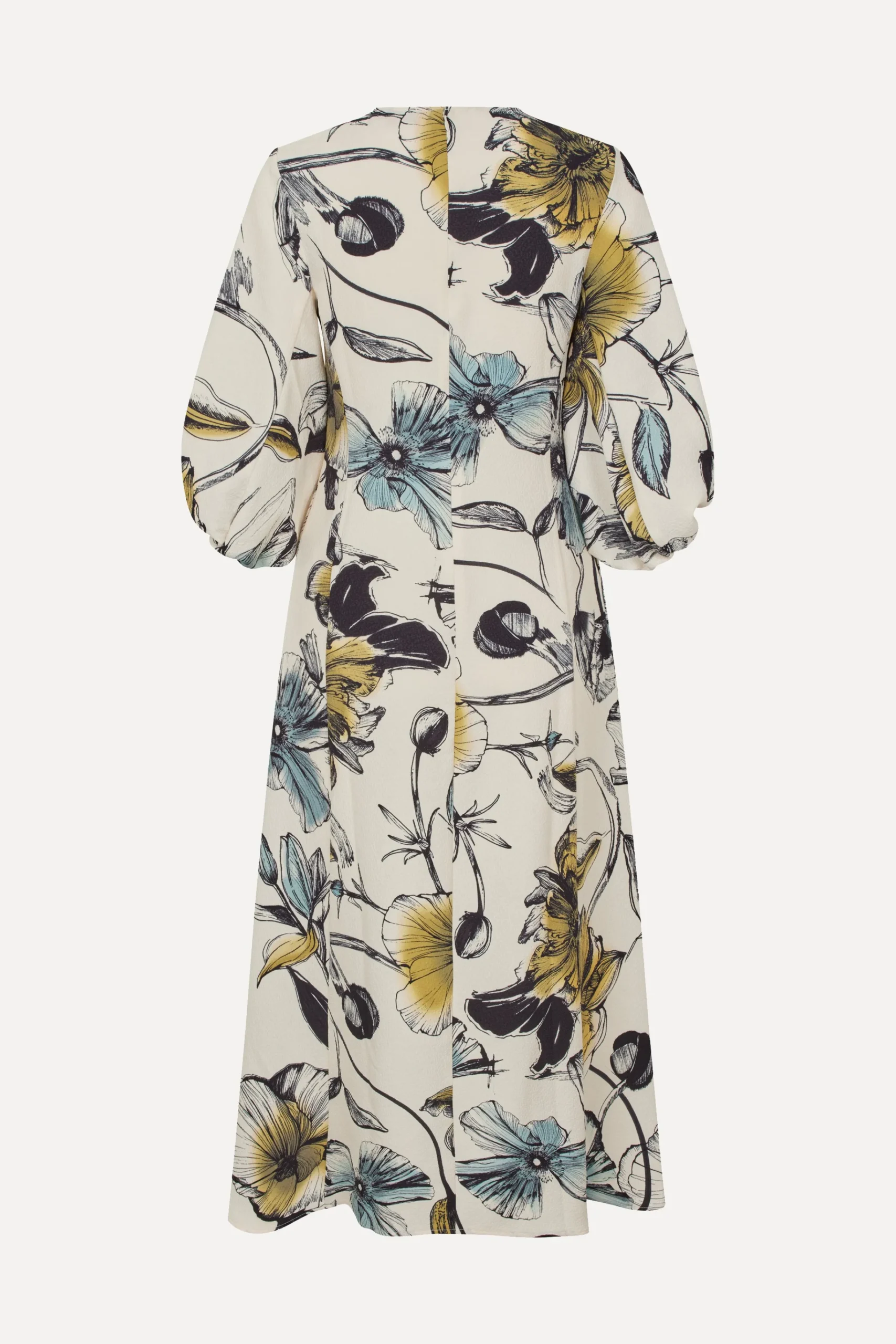 Three-Quarter Sleeve Midi Dress - Fine Line Poppies-STINE GOYA Discount