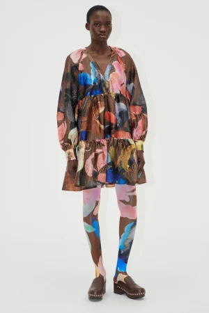 Tier Voluminous Mini Dress - Aquarelle Garden-STINE GOYA Online