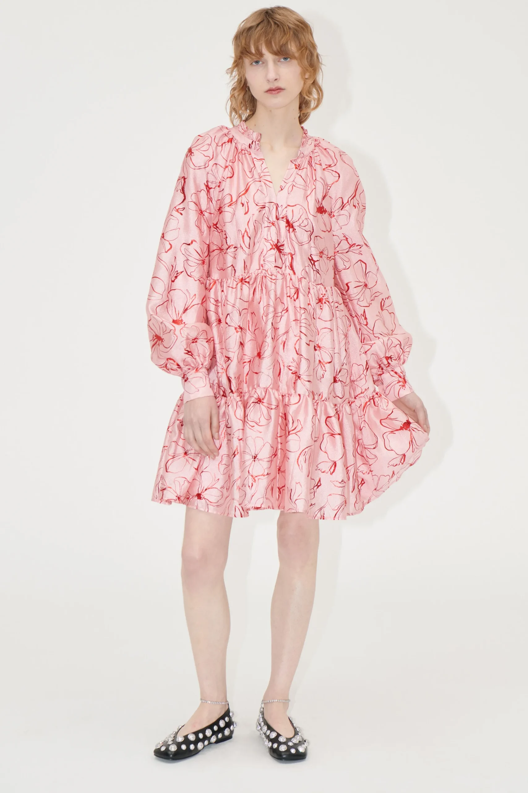 Tier Voluminous Mini Dress - Foil Foliage-STINE GOYA New