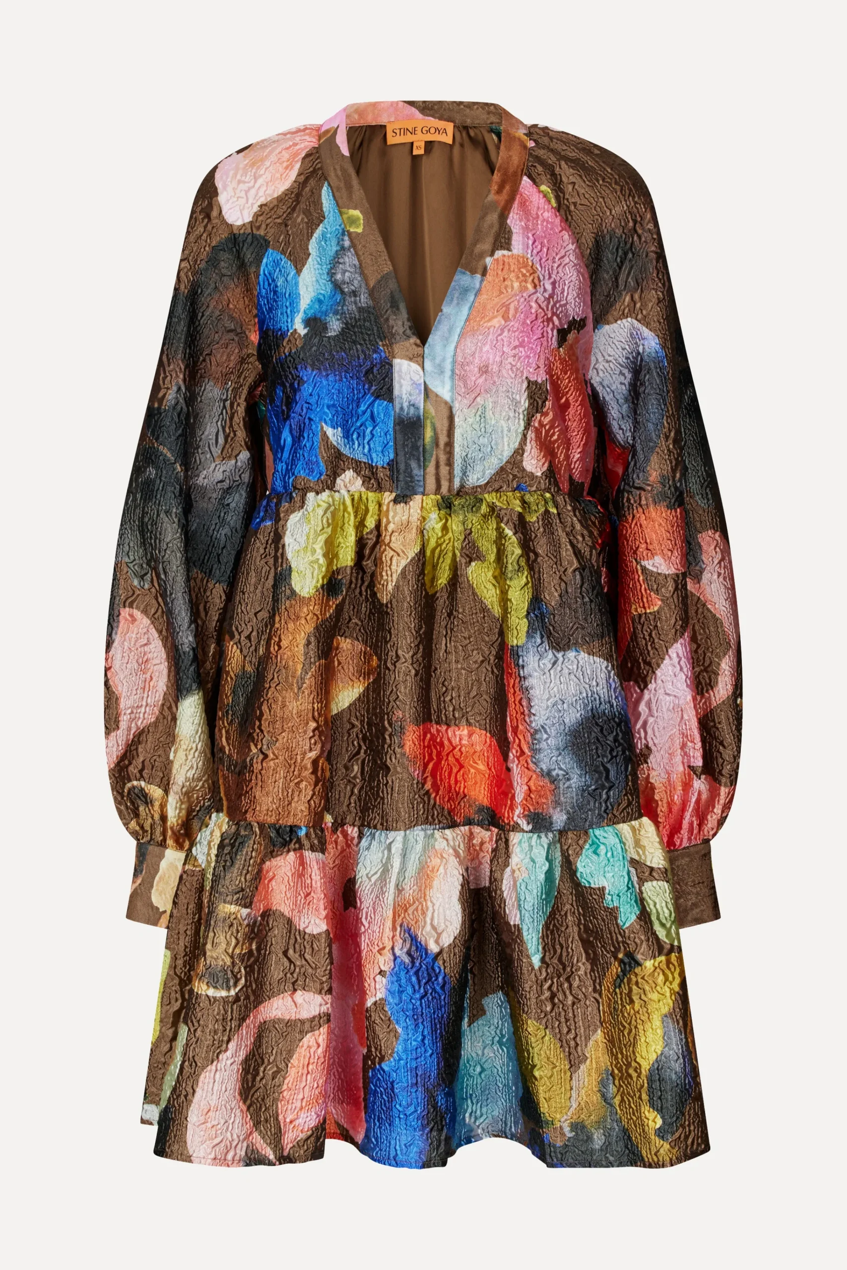 Tier Voluminous Mini Dress - Aquarelle Garden-STINE GOYA Online