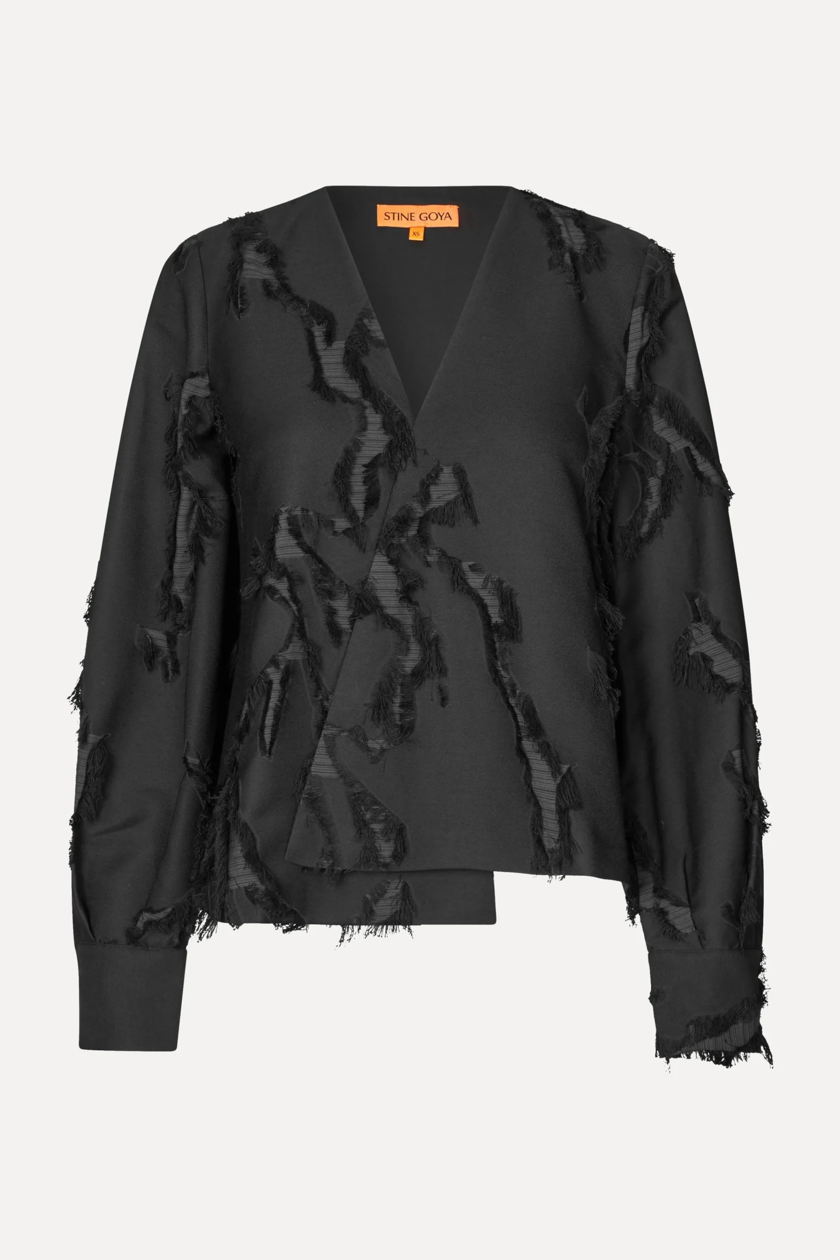 V Neck Long Sleeve Top - Jet Black-STINE GOYA Shop
