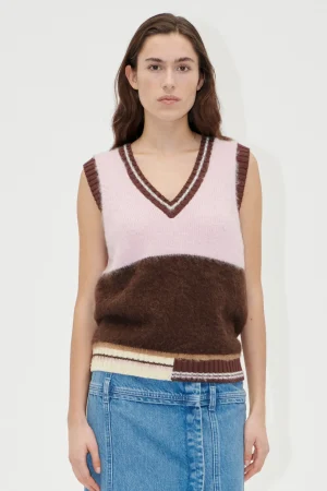 V Neckline Vest - Multi Stripes-STINE GOYA Sale