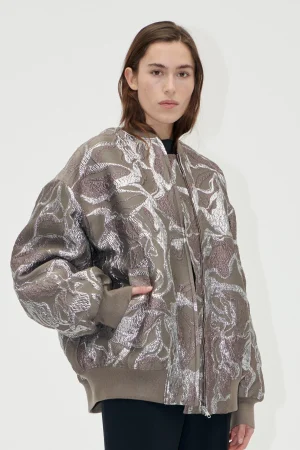 Volominous Bomber Jacket - Abstract Foliage-STINE GOYA Clearance