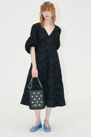 3/4 Volume Sleeves Midi Dress - Anemone Jacquard-STINE GOYA Cheap