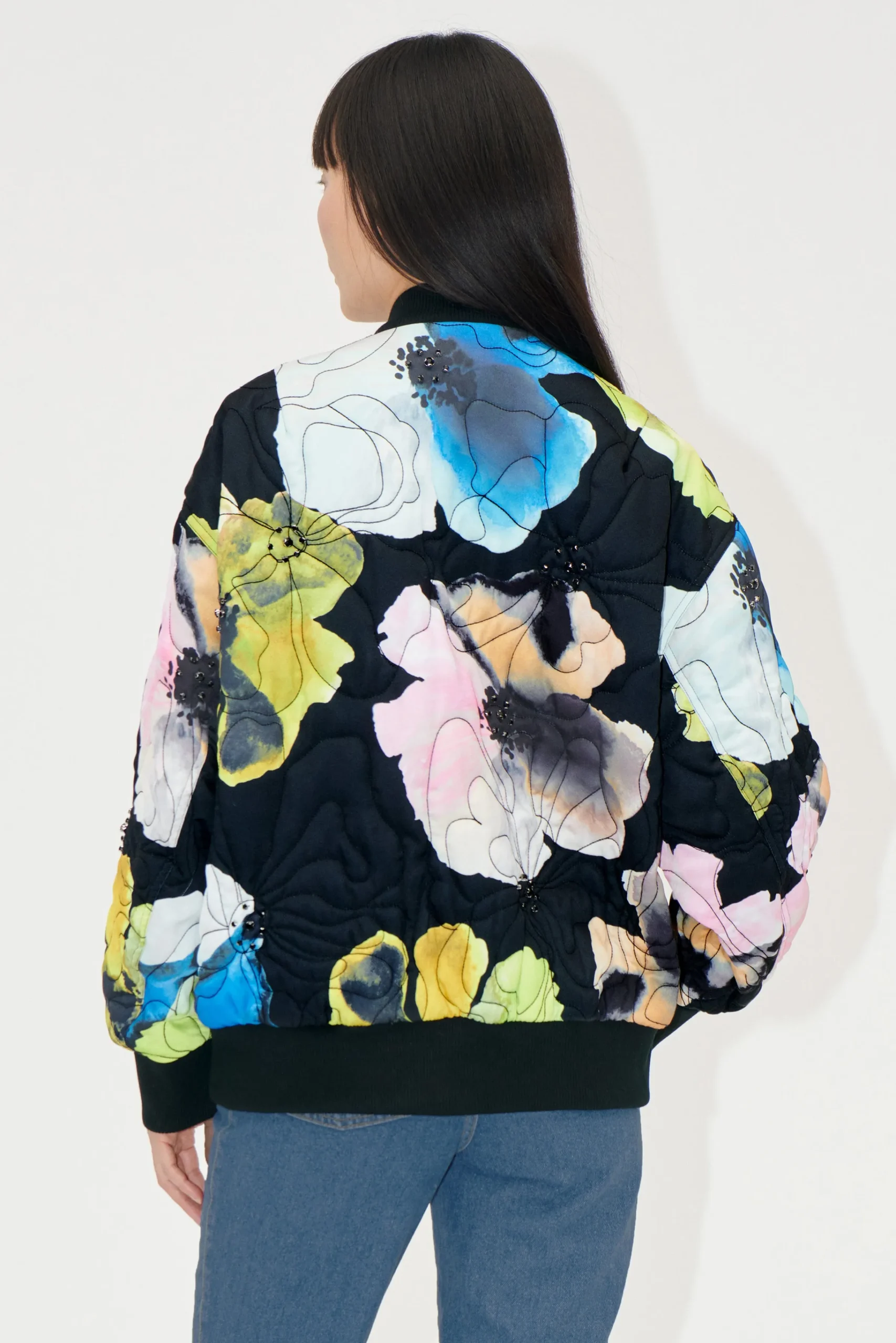 Voluminous Bomber Jacket - Watercolor Bloom-STINE GOYA Cheap
