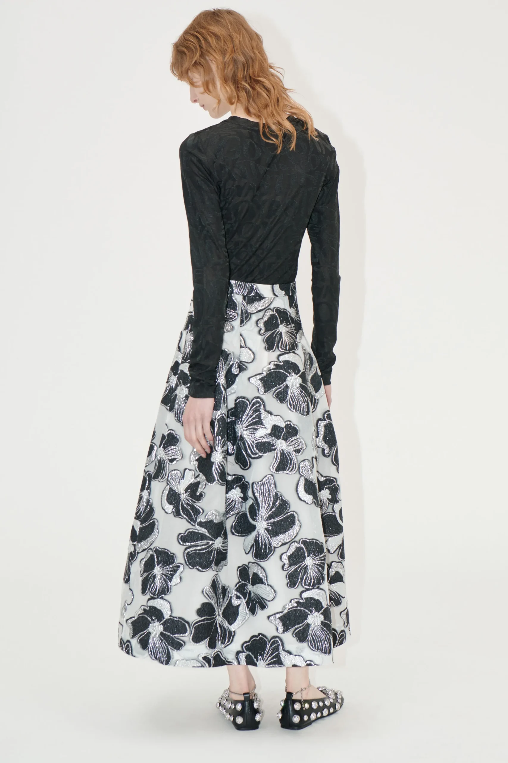 Voluminous Midi Skirt - Anemone Jacquard-STINE GOYA Online